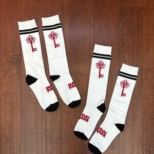 Mayday Parade White and Black Socks with Red Design, Two Pairs